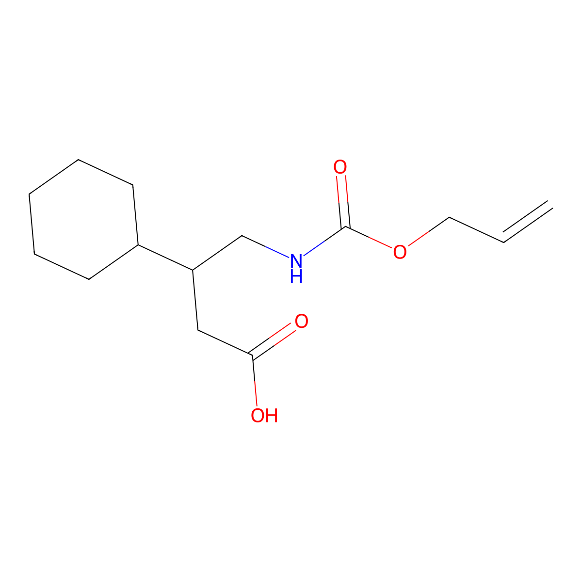 3-Cyclohexyl-4-{[(prop-2-en-1-yloxy)carbonyl]amino}butanoic acid molecular structure, CAS 2680849-07-2