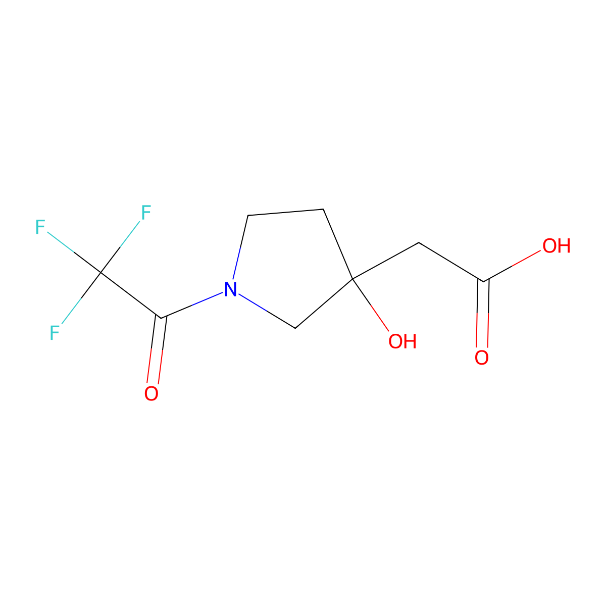 2-[3-Hydroxy-1-(trifluoroacetyl)pyrrolidin-3-yl]acetic acid molecular structure, CAS 2680849-12-9