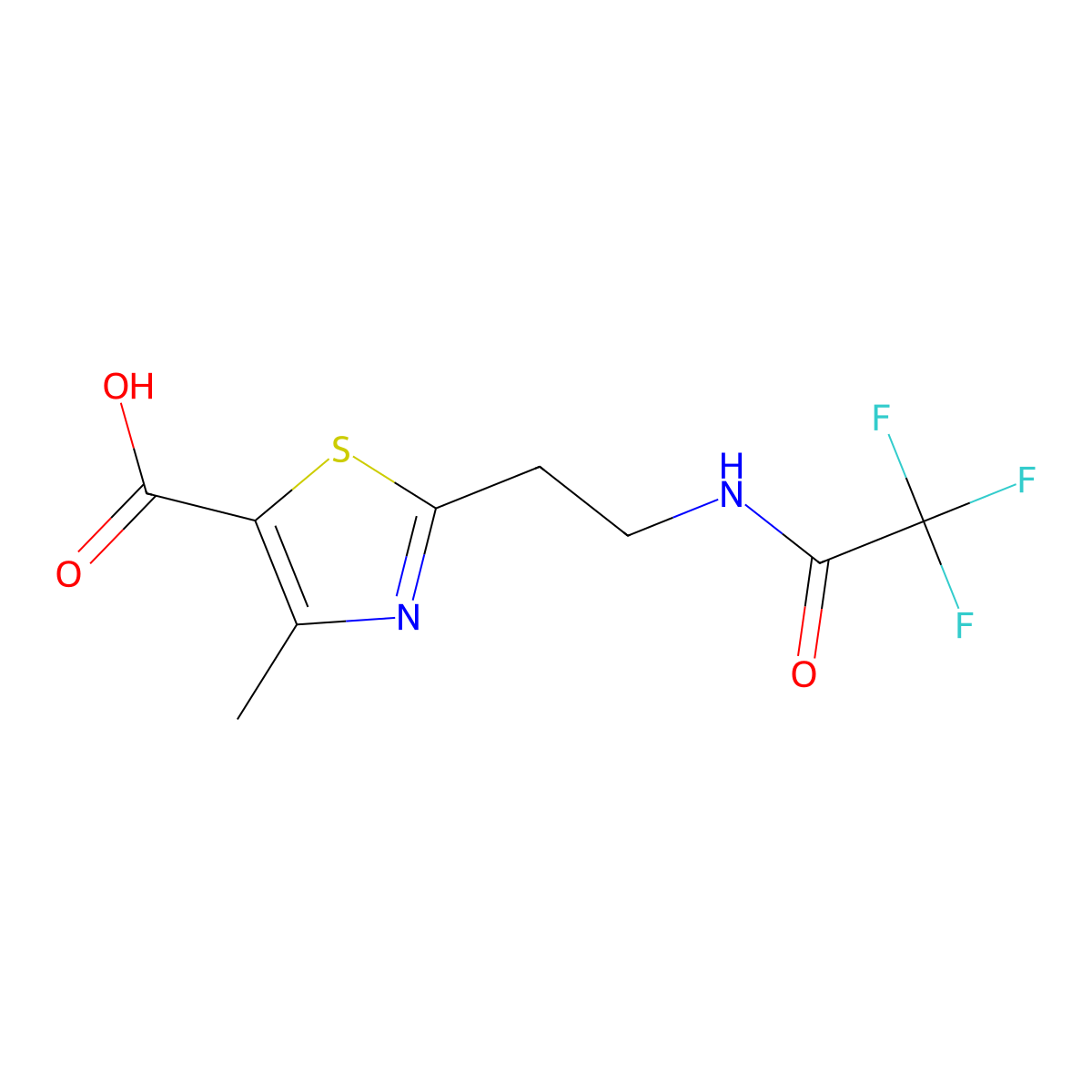4-Methyl-2-[2-(trifluoroacetamido)ethyl]-1,3-thiazole-5-carboxylic acid molecular structure, CAS 2680849-13-0
