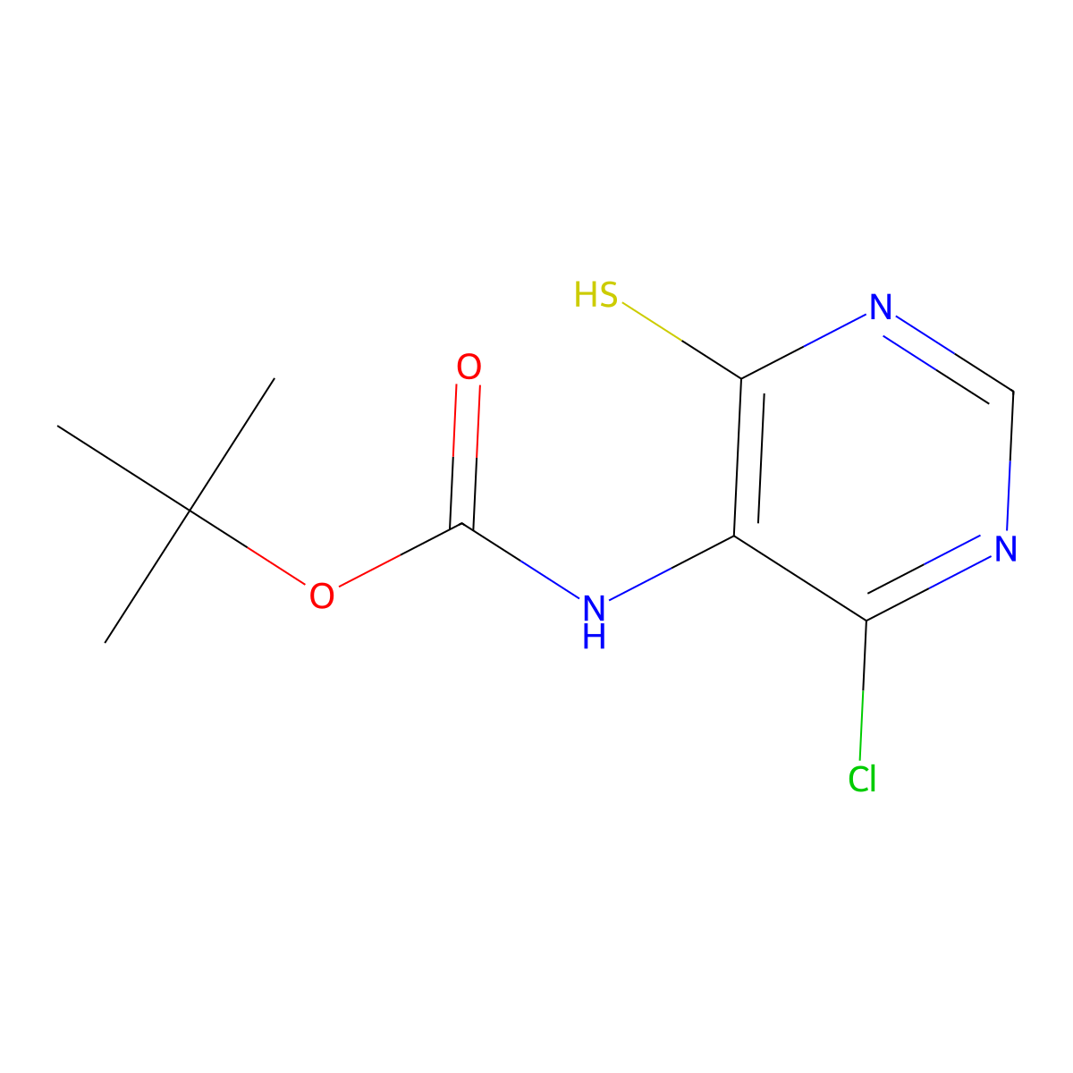 tert-butyl N-(4-chloro-6-sulfanylpyrimidin-5-yl)carbamate molecular structure, CAS 2680849-14-1