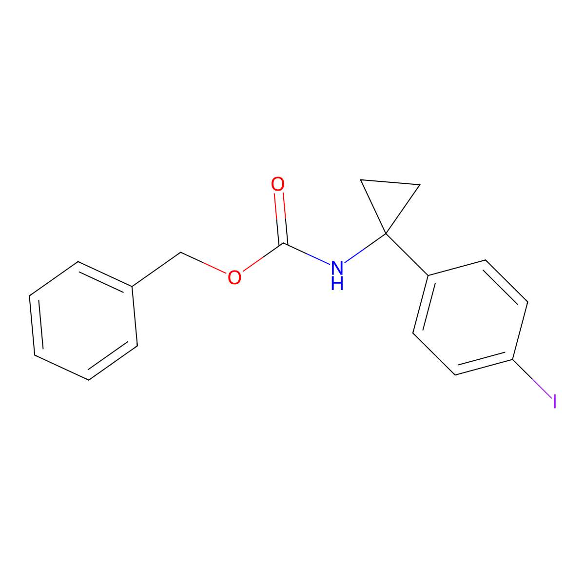 benzyl N-[1-(4-iodophenyl)cyclopropyl]carbamate molecular structure, CAS 2680849-16-3
