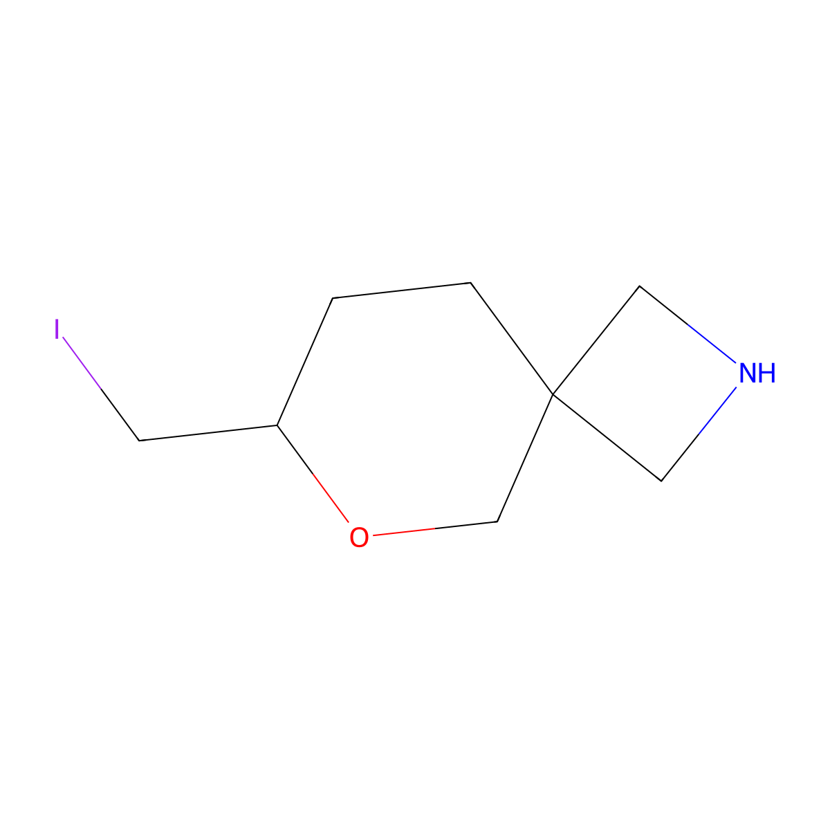 7-(Iodomethyl)-6-oxa-2-azaspiro[3.5]nonane molecular structure, CAS 2680849-21-0