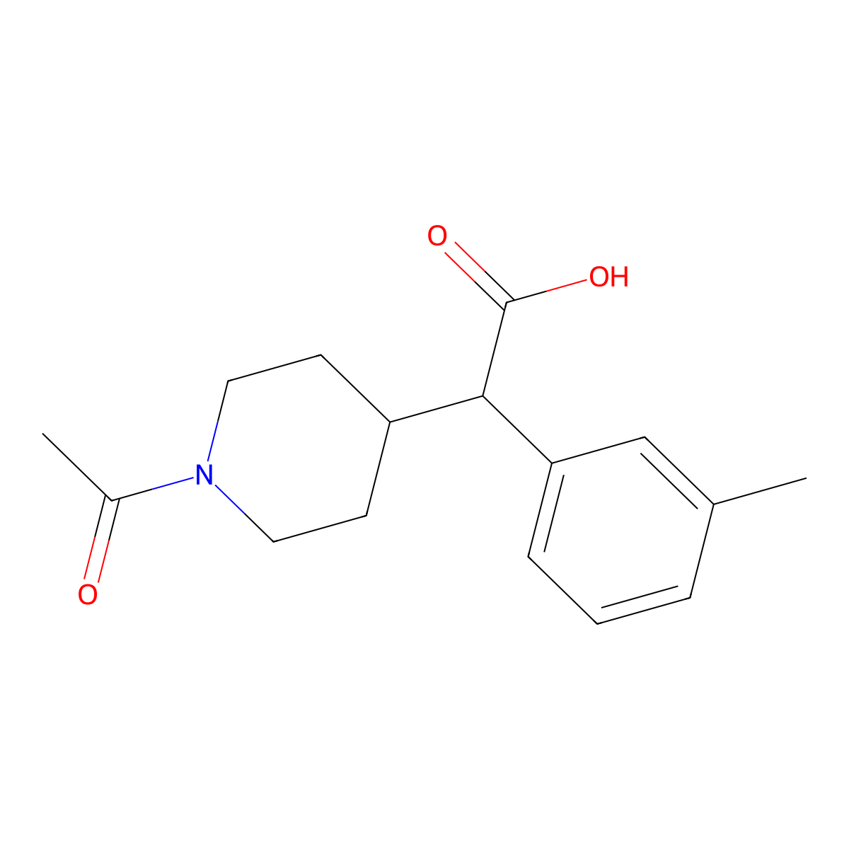 2-(1-Acetylpiperidin-4-yl)-2-(3-methylphenyl)acetic acid molecular structure, CAS 2680849-28-7