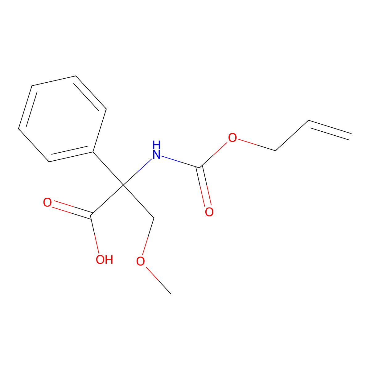 3-Methoxy-2-phenyl-2-{[(prop-2-en-1-yloxy)carbonyl]amino}propanoic acid molecular structure, CAS 2680849-30-1