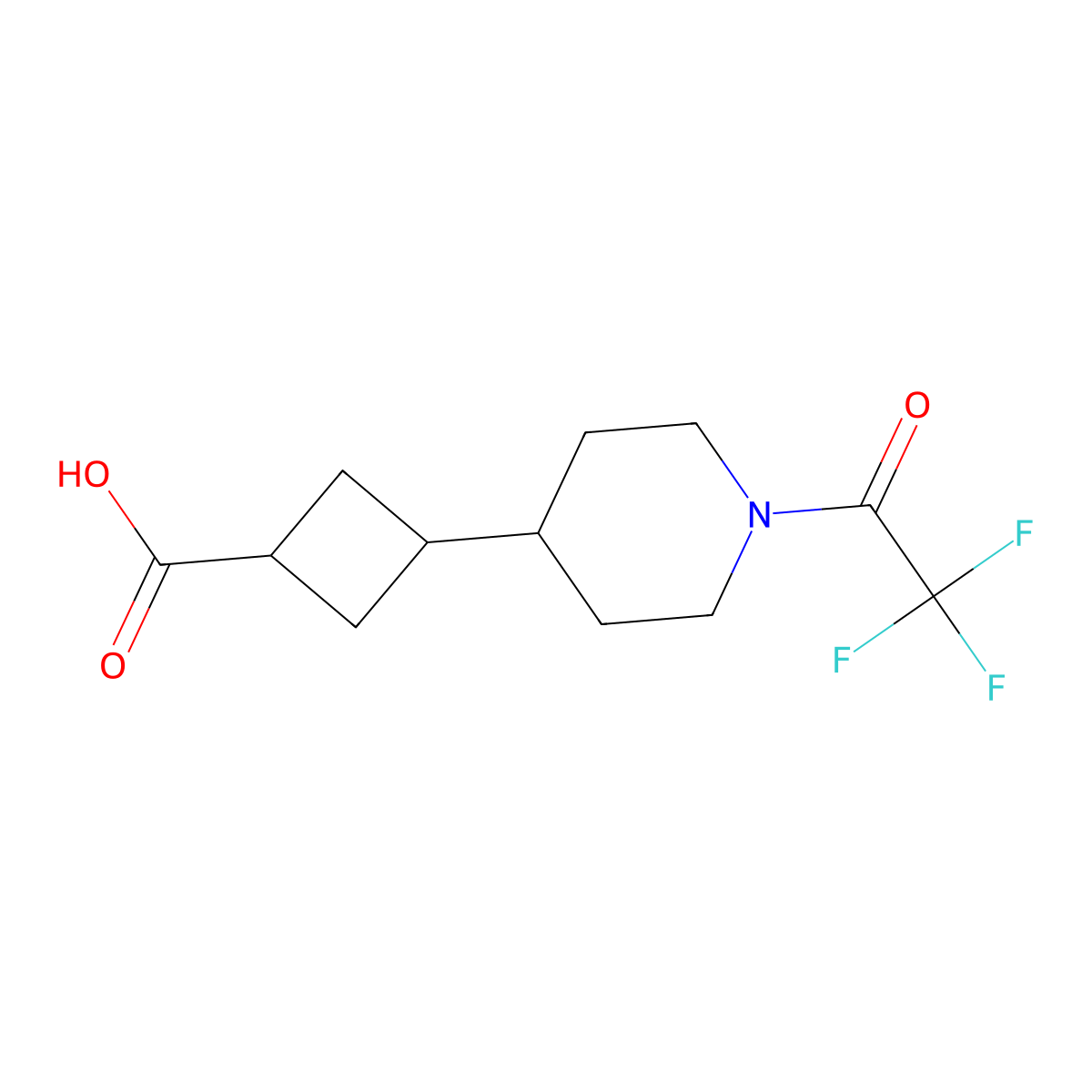 3-[1-(2,2,2-Trifluoroacetyl)piperidin-4-yl]cyclobutane-1-carboxylic acid molecular structure, CAS 2680849-31-2