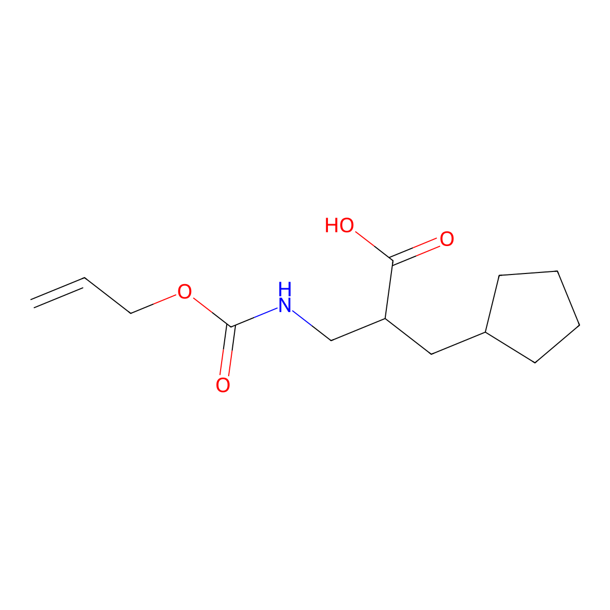 2-(Cyclopentylmethyl)-3-{[(prop-2-en-1-yloxy)carbonyl]amino}propanoic acid molecular structure, CAS 2680849-36-7