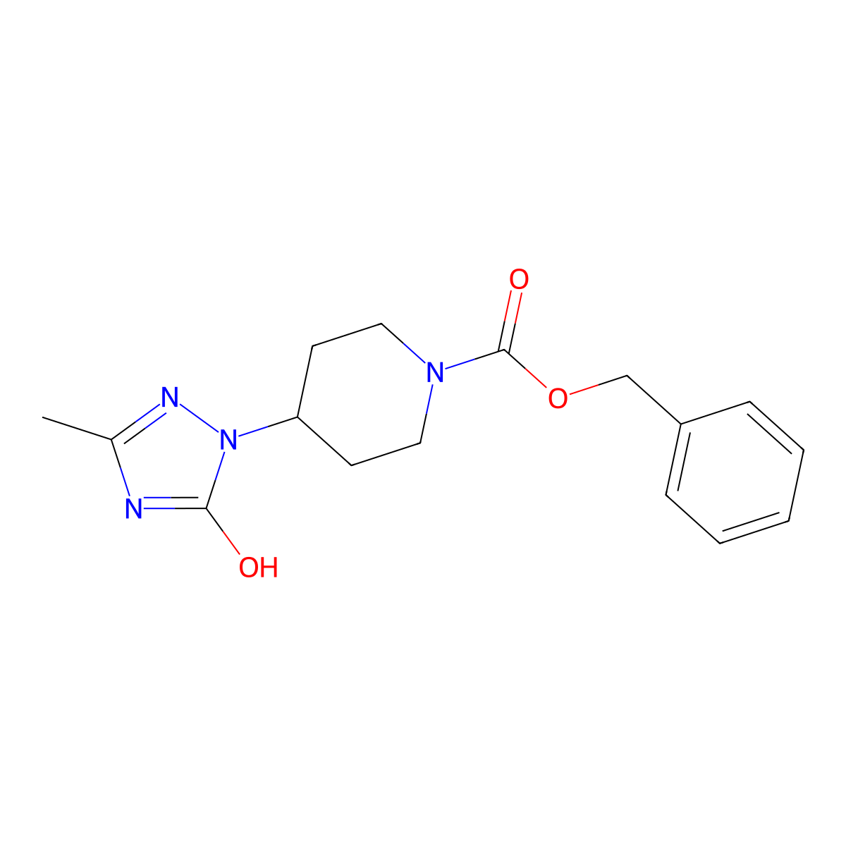 benzyl 4-(5-hydroxy-3-methyl-1H-1,2,4-triazol-1-yl)piperidine-1-carboxylate molecular structure, CAS 2680849-40-3