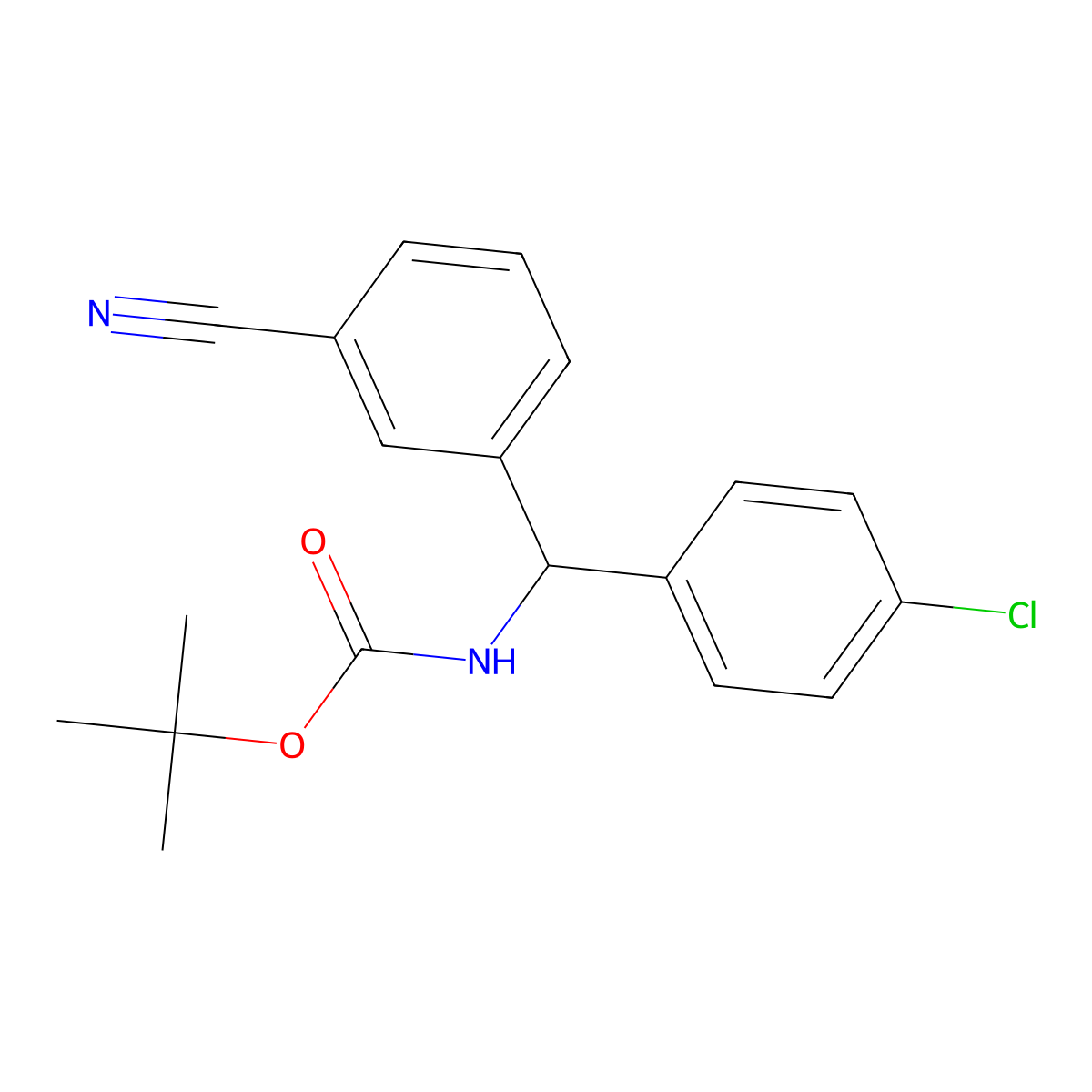 tert-butyl N-[(4-chlorophenyl)(3-cyanophenyl)methyl]carbamate molecular structure, CAS 2680849-55-0