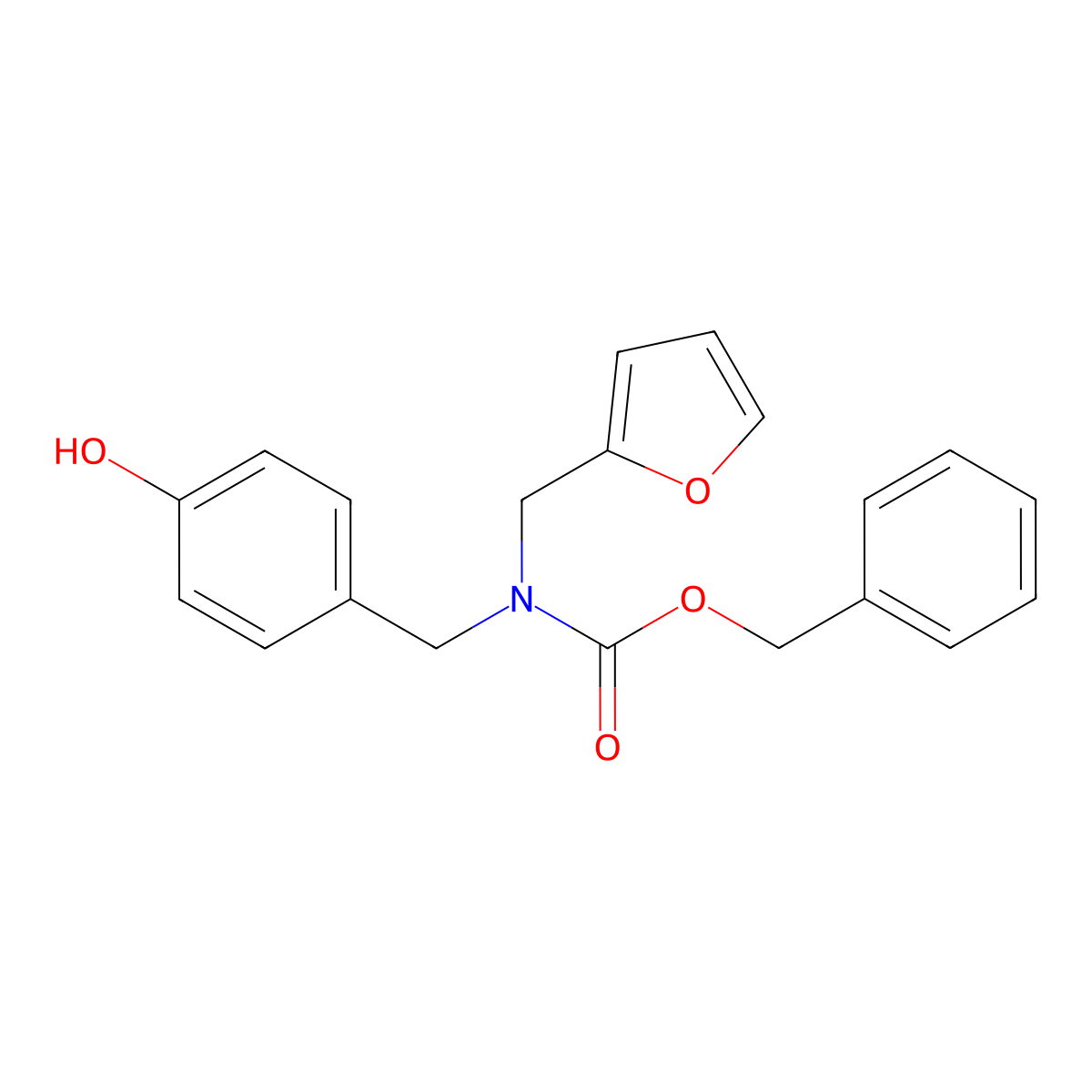 benzyl N-[(furan-2-yl)methyl]-N-[(4-hydroxyphenyl)methyl]carbamate molecular structure, CAS 2680849-57-2