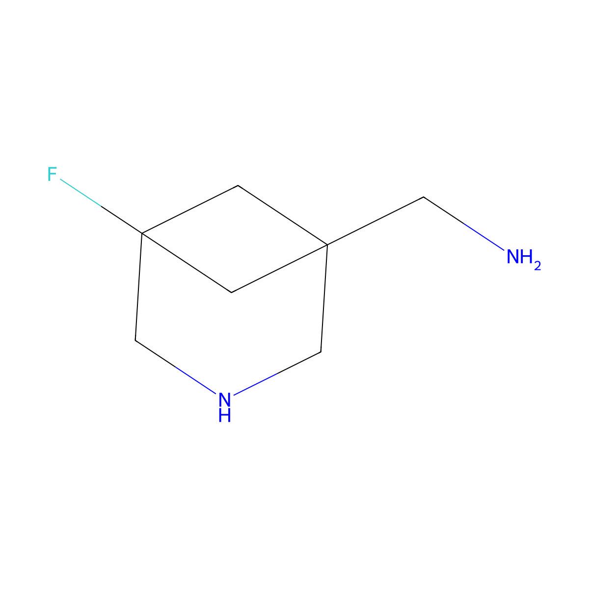 1-{5-Fluoro-3-azabicyclo[3.1.1]heptan-1-yl}methanamine molecular structure, CAS 2680849-58-3