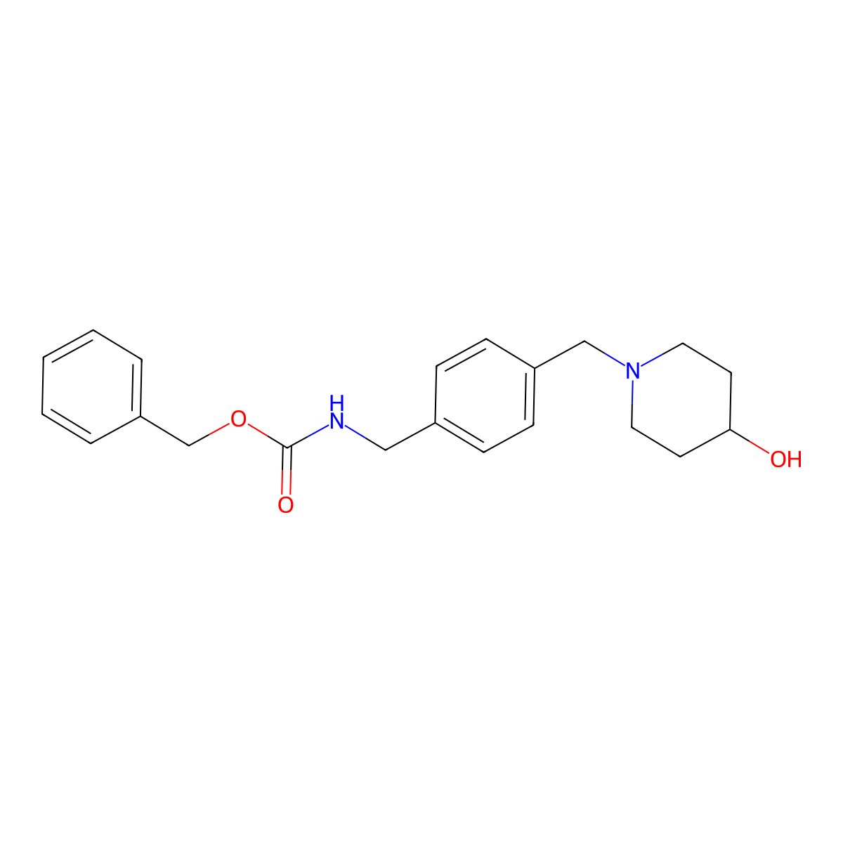 benzyl N-({4-[(4-hydroxypiperidin-1-yl)methyl]phenyl}methyl)carbamate molecular structure, CAS 2680849-60-7