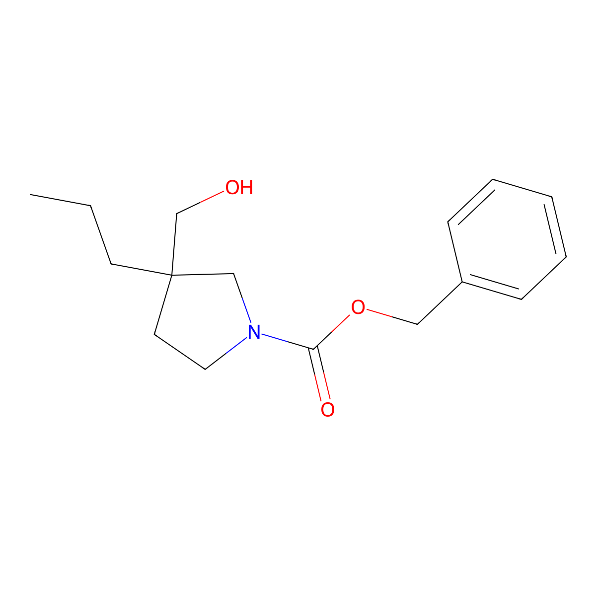 Benzyl 3-(hydroxymethyl)-3-propylpyrrolidine-1-carboxylate molecular structure, CAS 2680849-62-9