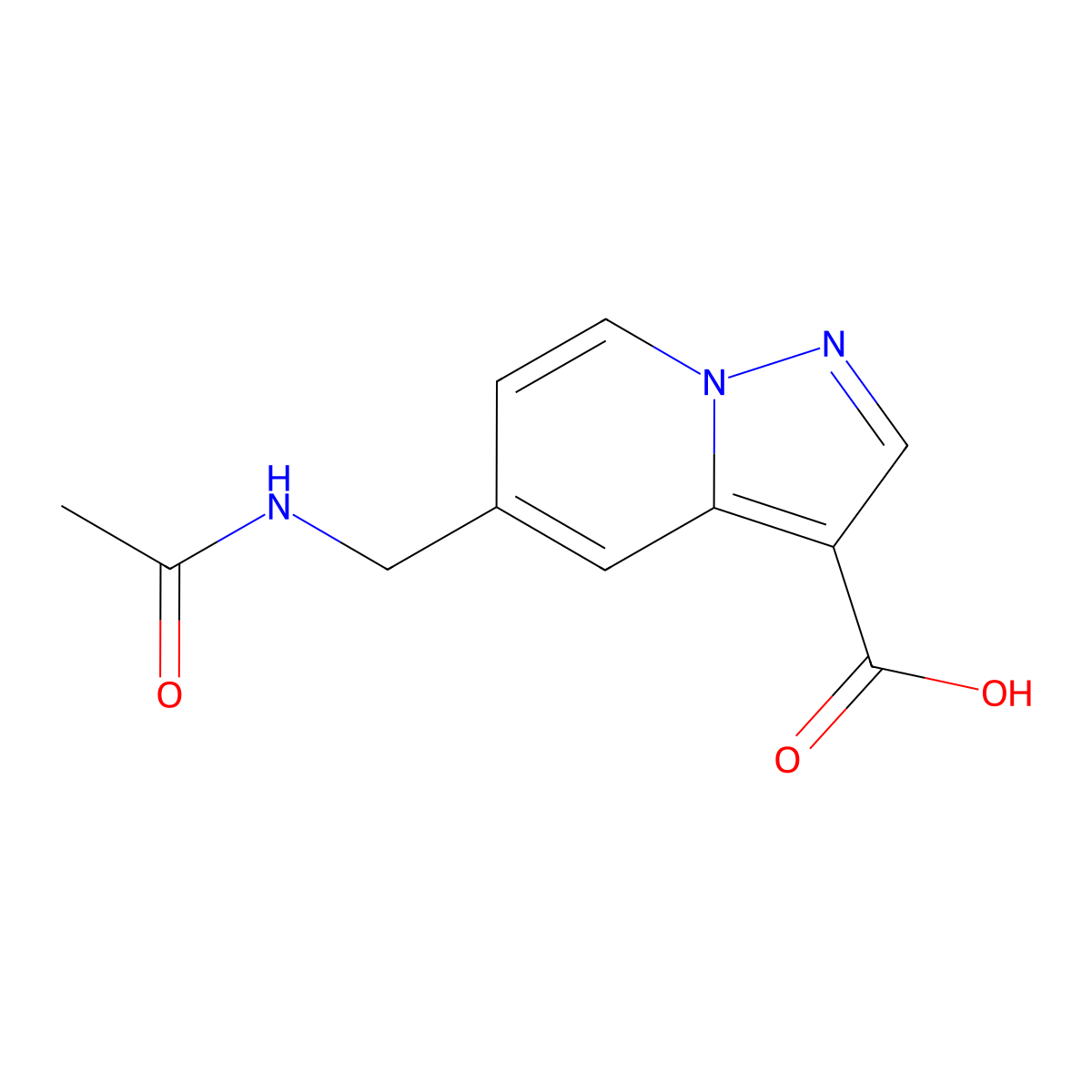5-(Acetamidomethyl)pyrazolo[1,5-a]pyridine-3-carboxylic acid molecular structure, CAS 2680849-70-9