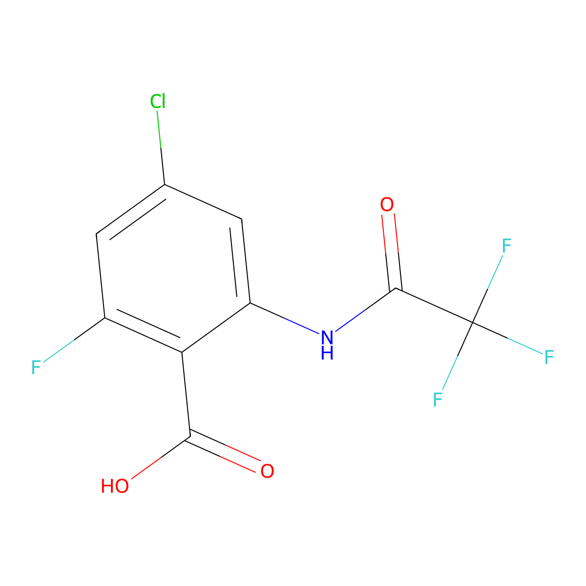 4-Chloro-2-fluoro-6-(2,2,2-trifluoroacetamido)benzoic acid molecular structure, CAS 2680849-73-2