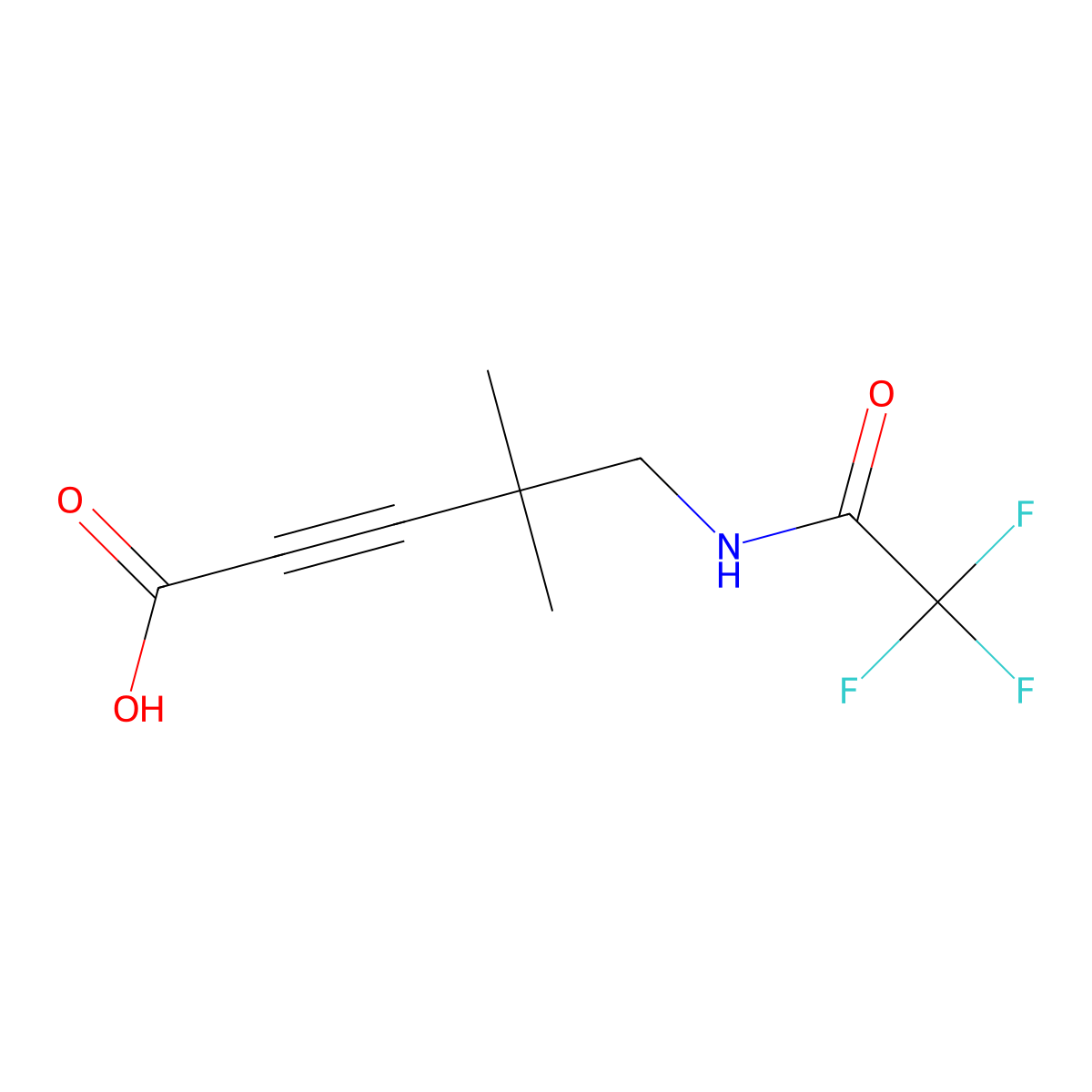 4,4-Dimethyl-5-(2,2,2-trifluoroacetamido)pent-2-ynoic acid molecular structure, CAS 2680849-76-5