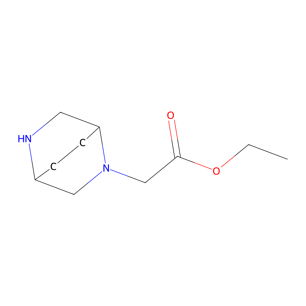 Ethyl 2-{2,5-diazabicyclo[2.2.2]octan-2-yl}acetate molecular structure, CAS 2680849-79-8