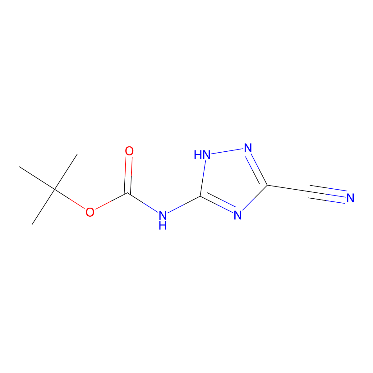 tert-butyl N-(3-cyano-1H-1,2,4-triazol-5-yl)carbamate molecular structure, CAS 2680849-85-6