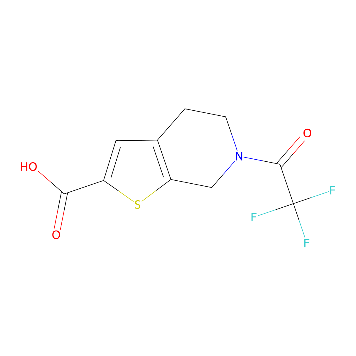 6-(2,2,2-trifluoroacetyl)-4H,5H,6H,7H-thieno[2,3-c]pyridine-2-carboxylic acid molecular structure, CAS 2680849-88-9