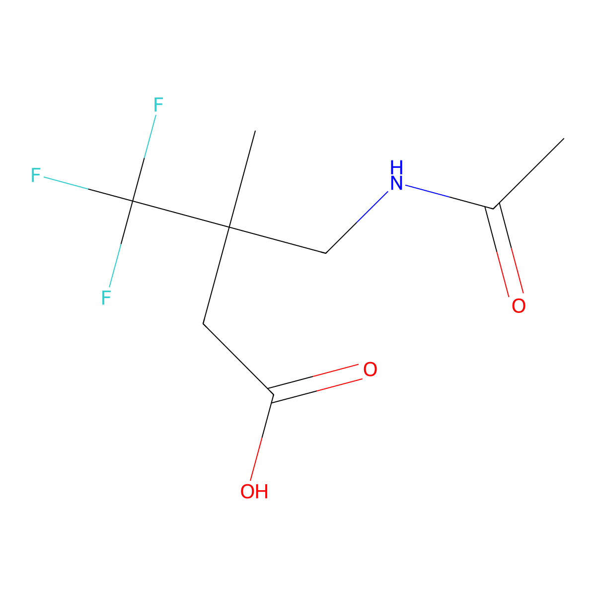 3-(Acetamidomethyl)-4,4,4-trifluoro-3-methylbutanoic acid molecular structure, CAS 2680849-97-0