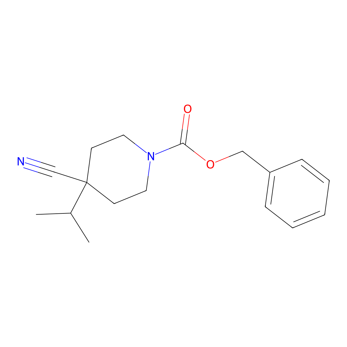 Benzyl 4-cyano-4-(propan-2-yl)piperidine-1-carboxylate molecular structure, CAS 2680849-99-2