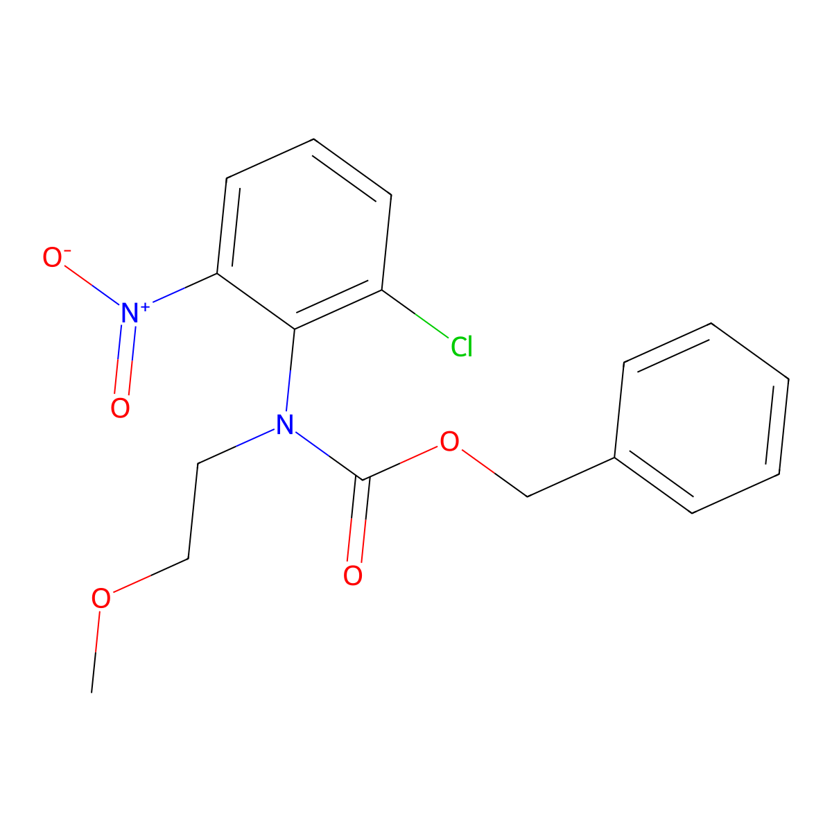 benzyl N-(2-chloro-6-nitrophenyl)-N-(2-methoxyethyl)carbamate molecular structure, CAS 2680850-00-2