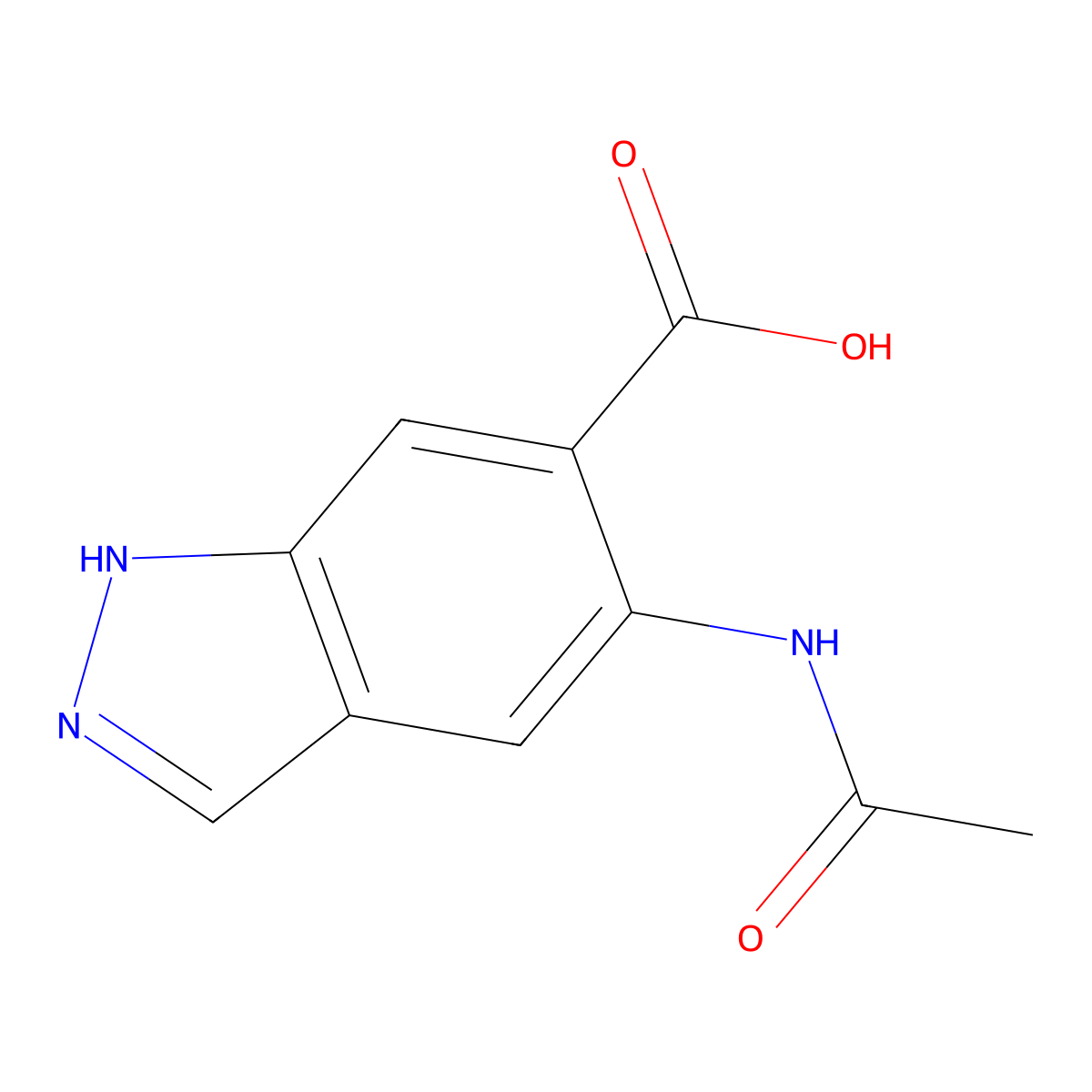 5-acetamido-1H-indazole-6-carboxylic acid molecular structure, CAS 2680850-03-5