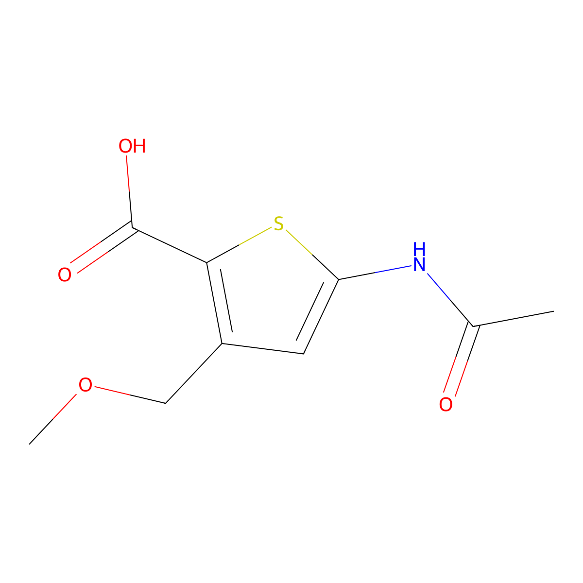 5-Acetamido-3-(methoxymethyl)thiophene-2-carboxylic acid molecular structure, CAS 2680850-08-0