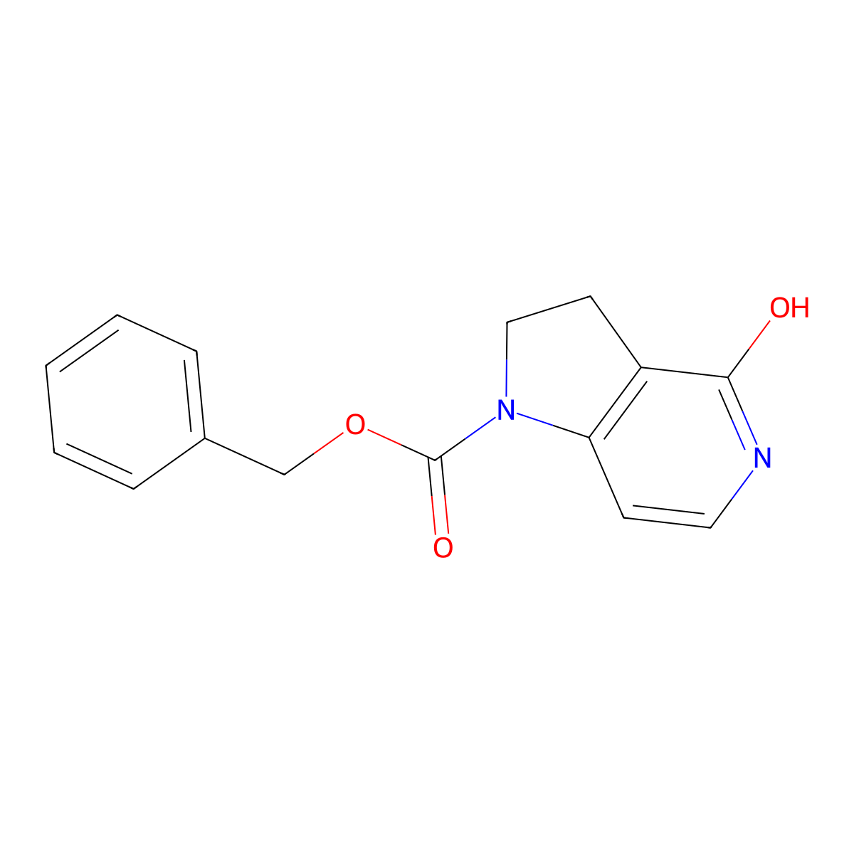 benzyl 4-hydroxy-1H,2H,3H-pyrrolo[3,2-c]pyridine-1-carboxylate molecular structure, CAS 2680850-13-7