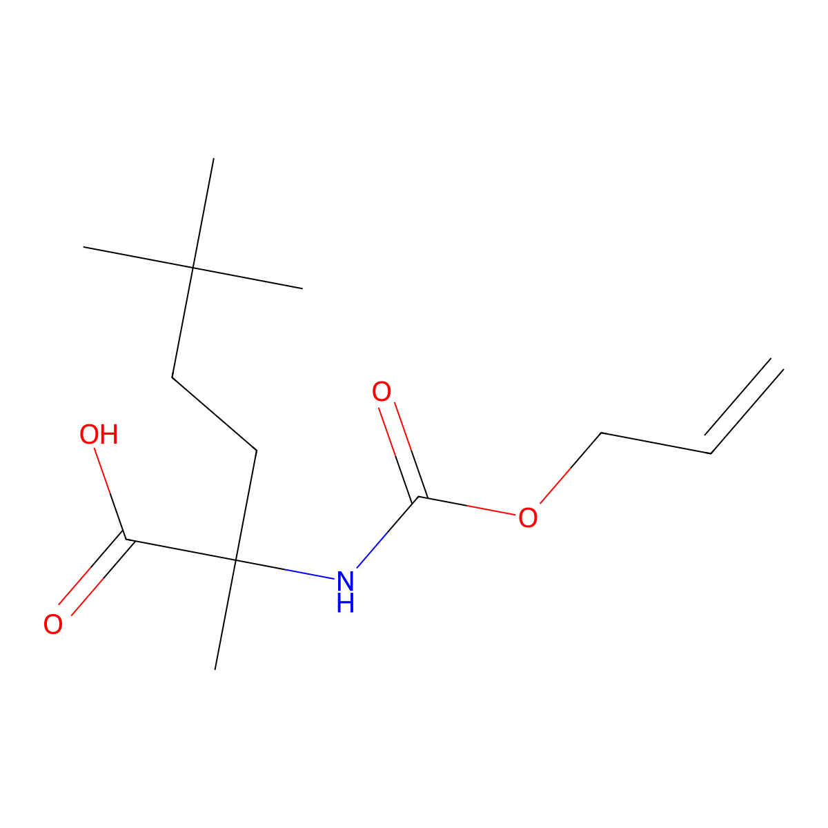 2,5,5-Trimethyl-2-{[(prop-2-en-1-yloxy)carbonyl]amino}hexanoic acid molecular structure, CAS 2680850-16-0