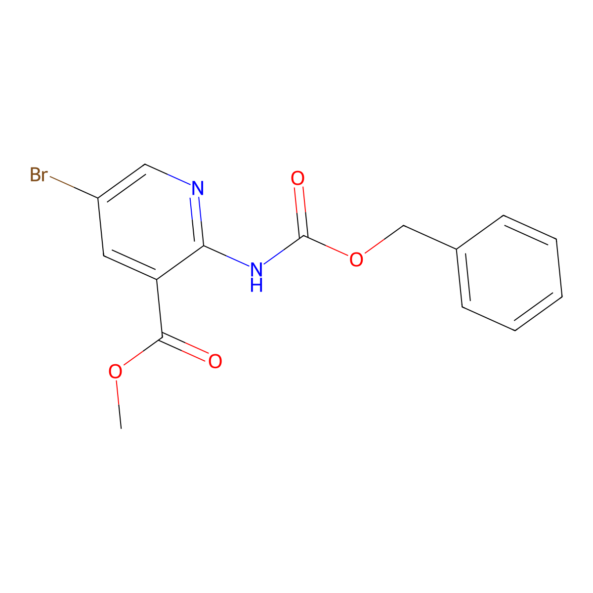 Methyl 2-{[(benzyloxy)carbonyl]amino}-5-bromopyridine-3-carboxylate molecular structure, CAS 2680850-19-3