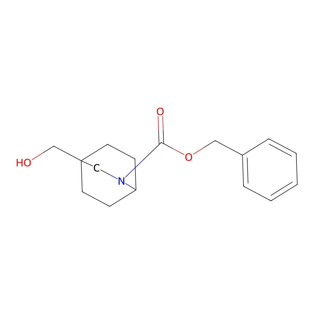 Benzyl 4-(hydroxymethyl)-2-azabicyclo[2.2.2]octane-2-carboxylate molecular structure, CAS 2680850-21-7