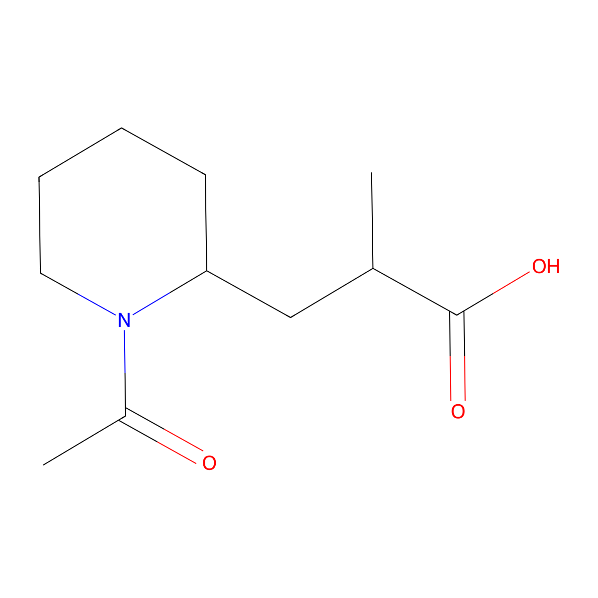 3-(1-Acetylpiperidin-2-yl)-2-methylpropanoic acid molecular structure, CAS 2680850-23-9