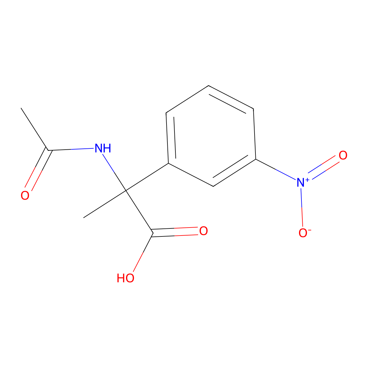 2-Acetamido-2-(3-nitrophenyl)propanoic acid molecular structure, CAS 2680850-27-3