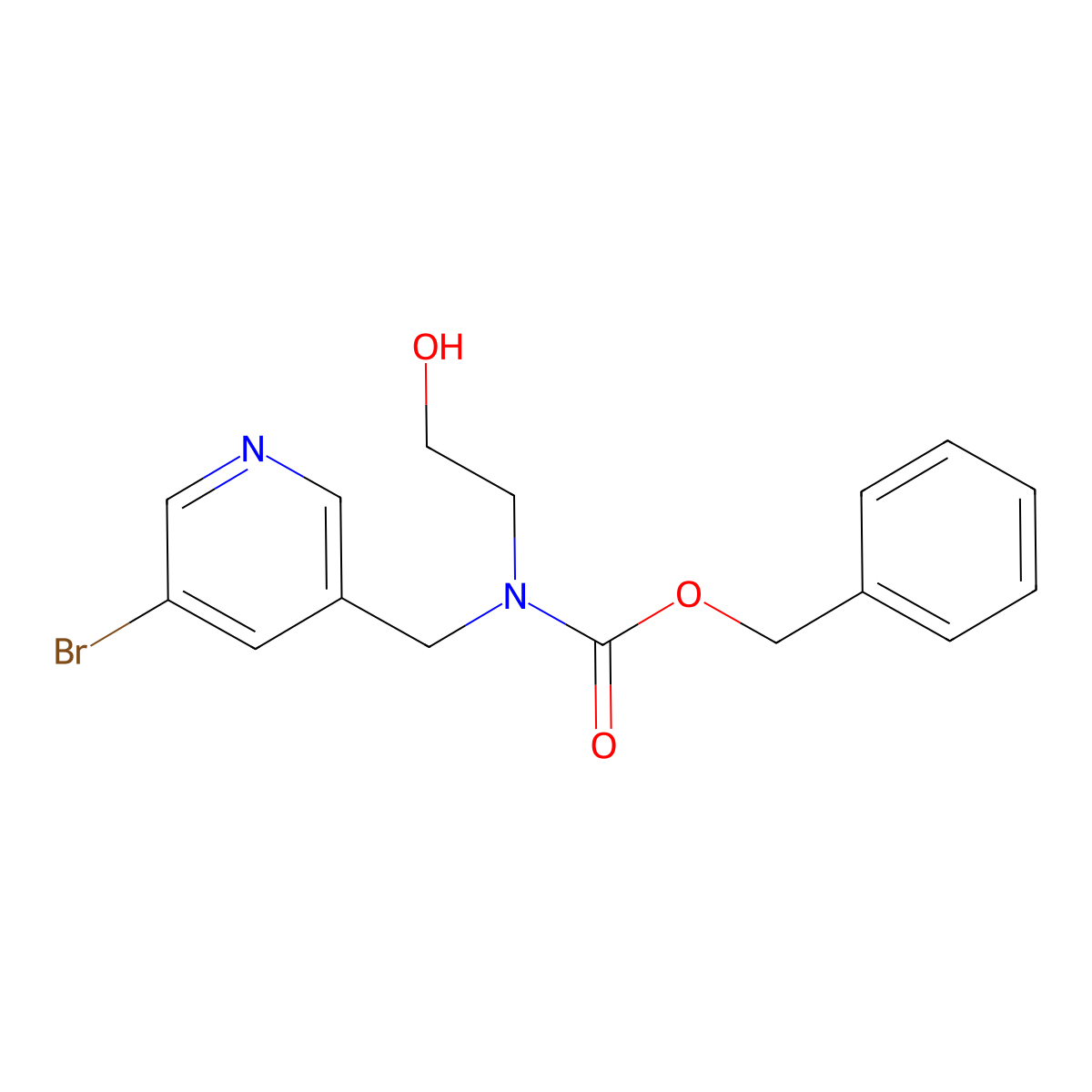 benzyl N-[(5-bromopyridin-3-yl)methyl]-N-(2-hydroxyethyl)carbamate molecular structure, CAS 2680850-37-5