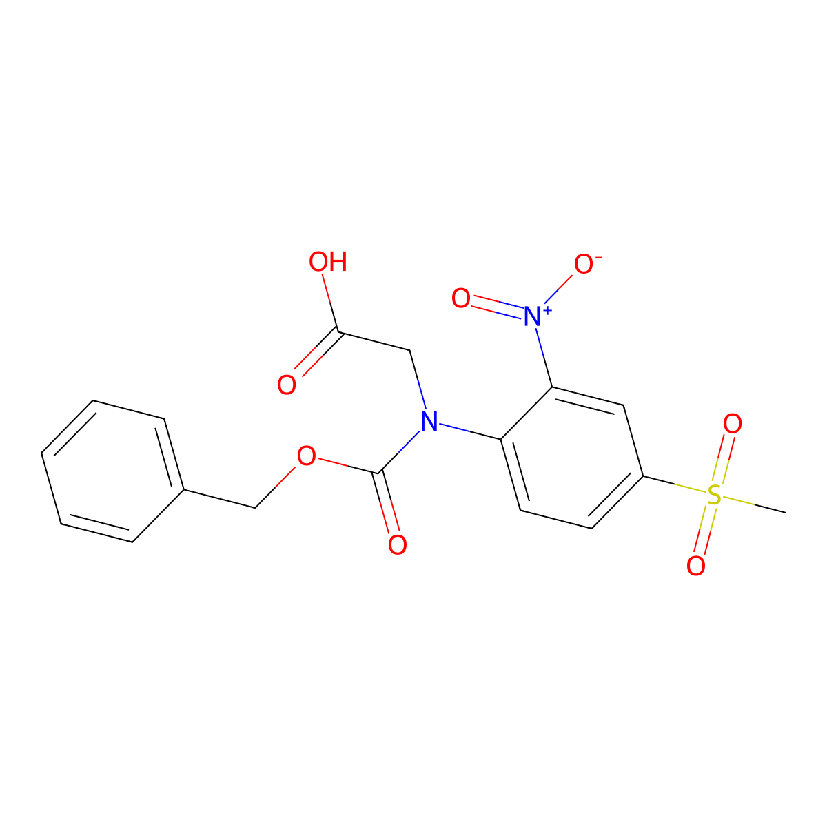 2-{[(Benzyloxy)carbonyl](4-methanesulfonyl-2-nitrophenyl)amino}acetic acid molecular structure, CAS 2680850-46-6