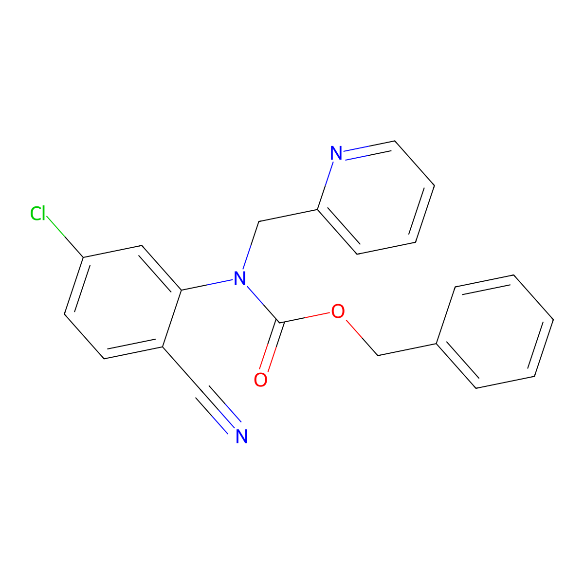 benzyl N-(5-chloro-2-cyanophenyl)-N-[(pyridin-2-yl)methyl]carbamate molecular structure, CAS 2680850-49-9