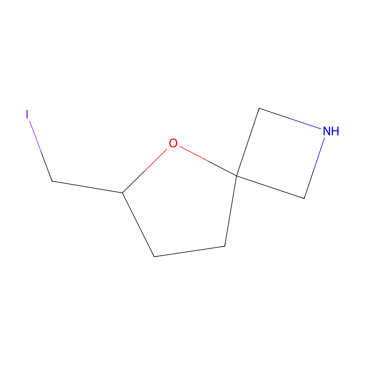 6-(Iodomethyl)-5-oxa-2-azaspiro[3.4]octane molecular structure, CAS 2680850-51-3