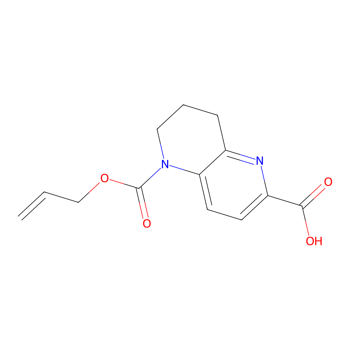 5-[(Prop-2-en-1-yloxy)carbonyl]-5,6,7,8-tetrahydro-1,5-naphthyridine-2-carboxylic acid molecular structure, CAS 2680850-52-4