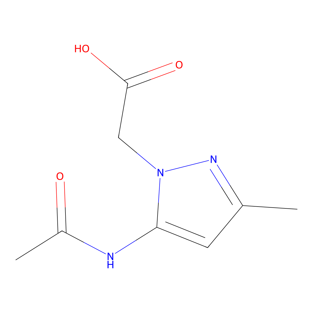 2-(5-acetamido-3-methyl-1H-pyrazol-1-yl)acetic acid molecular structure, CAS 2680850-53-5