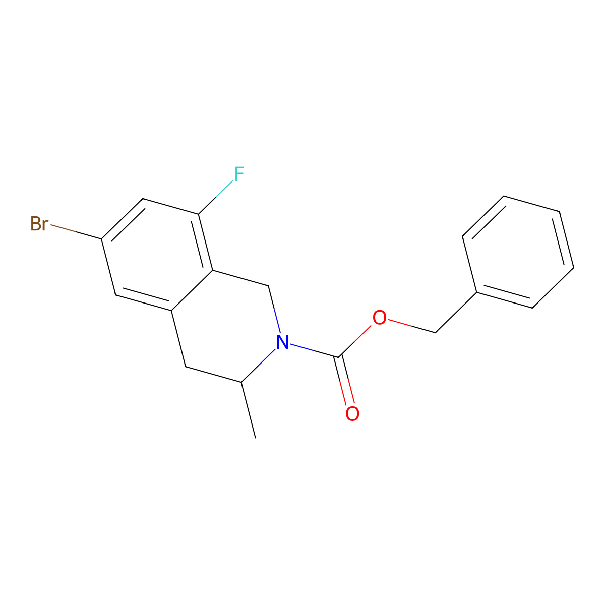 Benzyl 6-bromo-8-fluoro-3-methyl-1,2,3,4-tetrahydroisoquinoline-2-carboxylate molecular structure, CAS 2680850-55-7