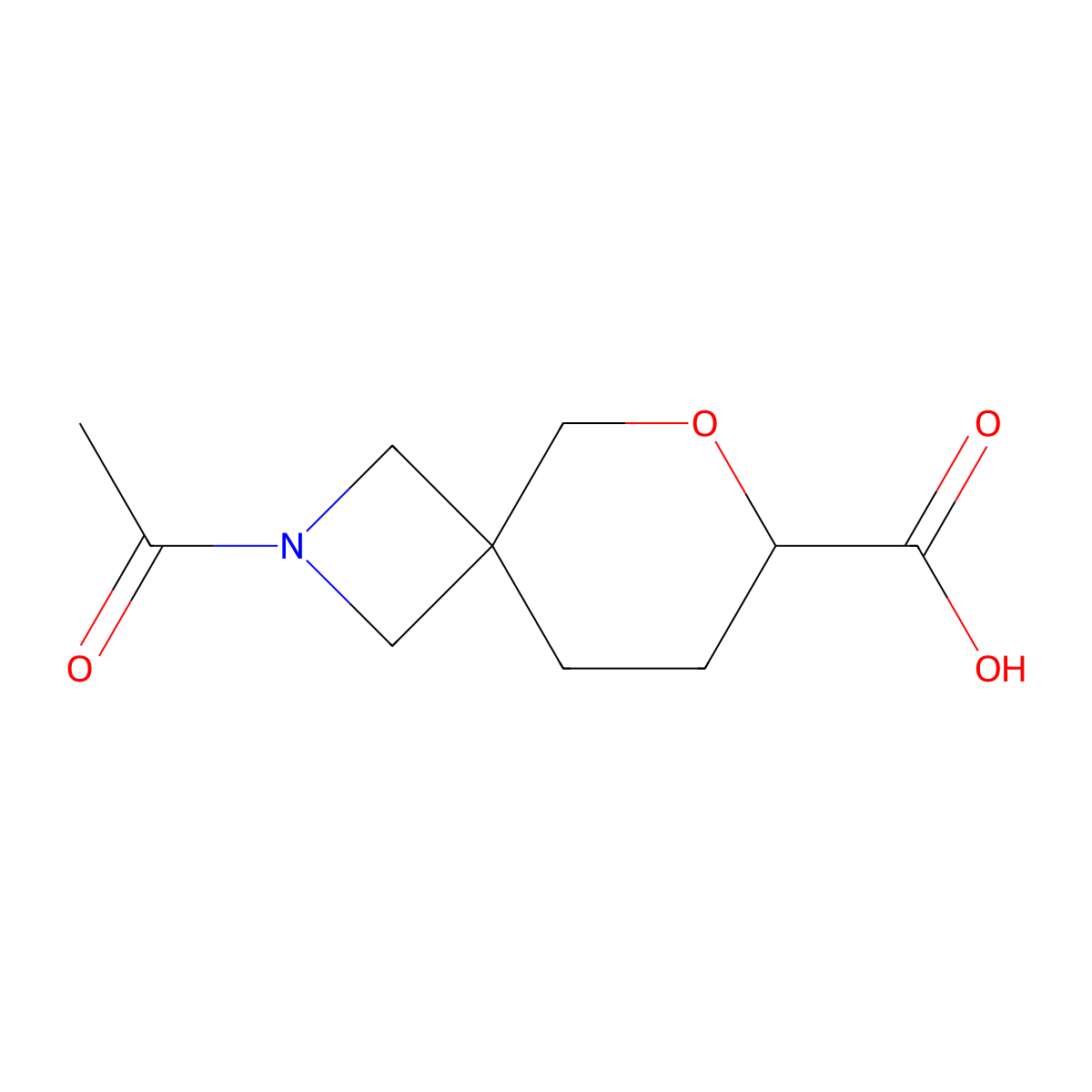 2-Acetyl-6-oxa-2-azaspiro[3.5]nonane-7-carboxylic acid molecular structure, CAS 2680850-59-1