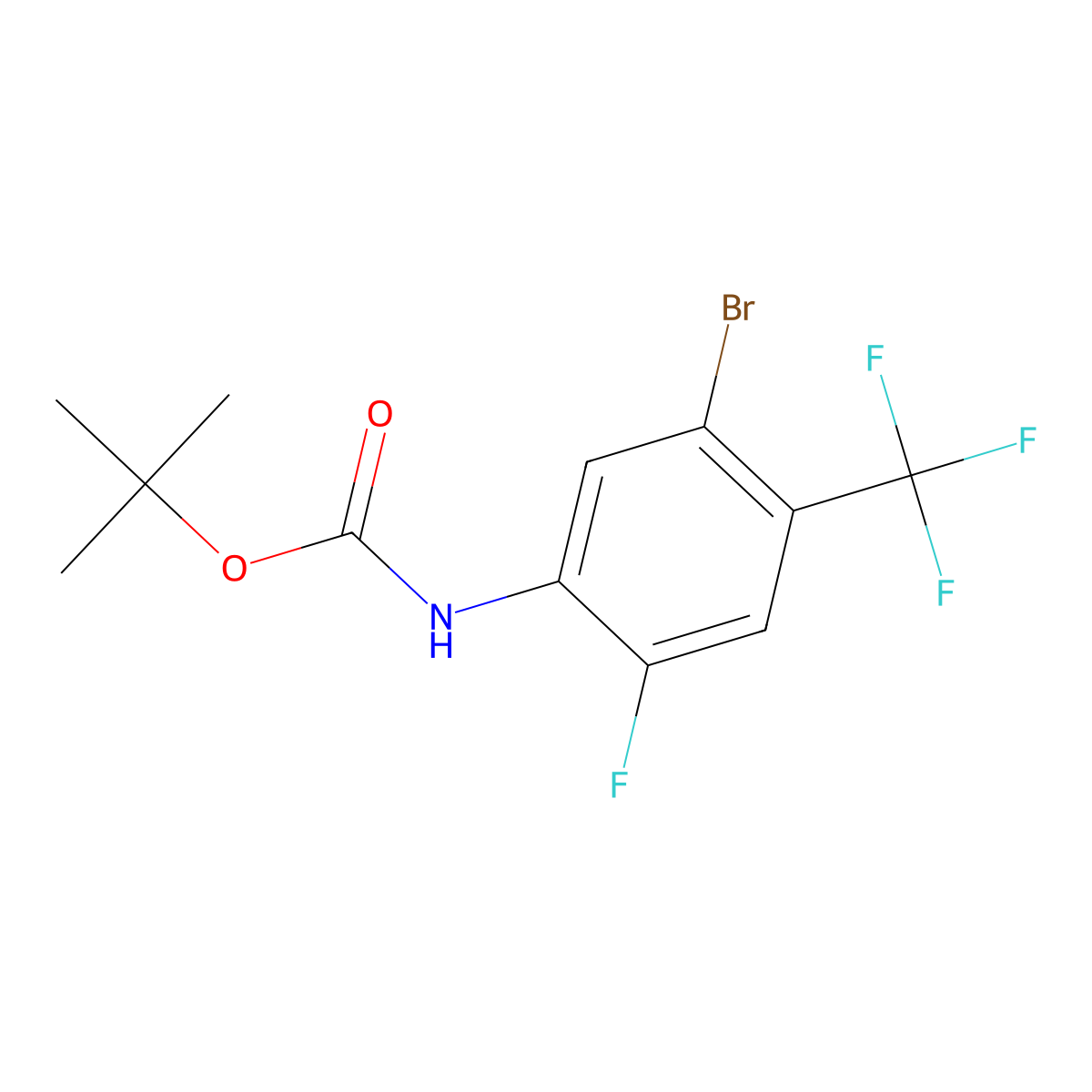 tert-butyl N-[5-bromo-2-fluoro-4-(trifluoromethyl)phenyl]carbamate molecular structure, CAS 2680850-62-6