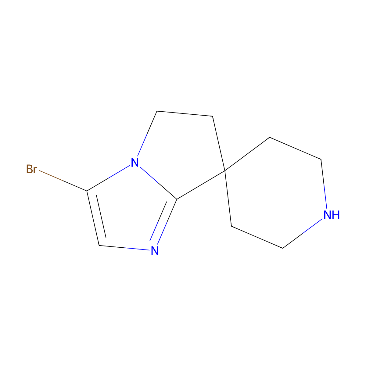 3'-Bromo-5',6'-dihydrospiro[piperidine-4,7'-pyrrolo[1,2-a]imidazole] molecular structure, CAS 2680850-75-1