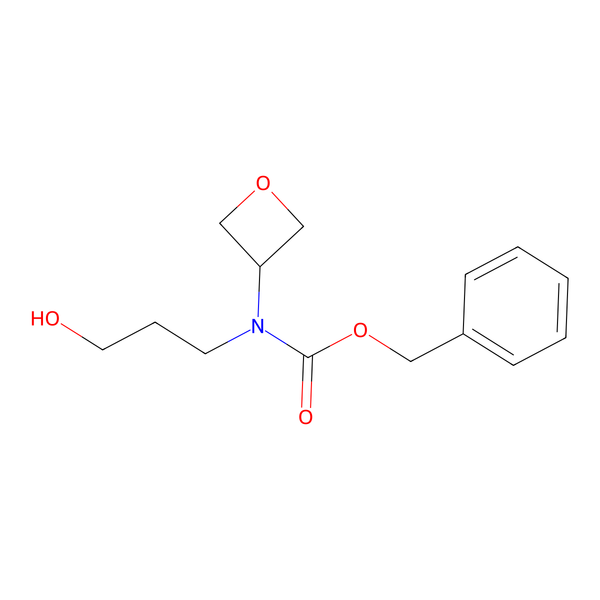 benzyl N-(3-hydroxypropyl)-N-(oxetan-3-yl)carbamate molecular structure, CAS 2680850-83-1