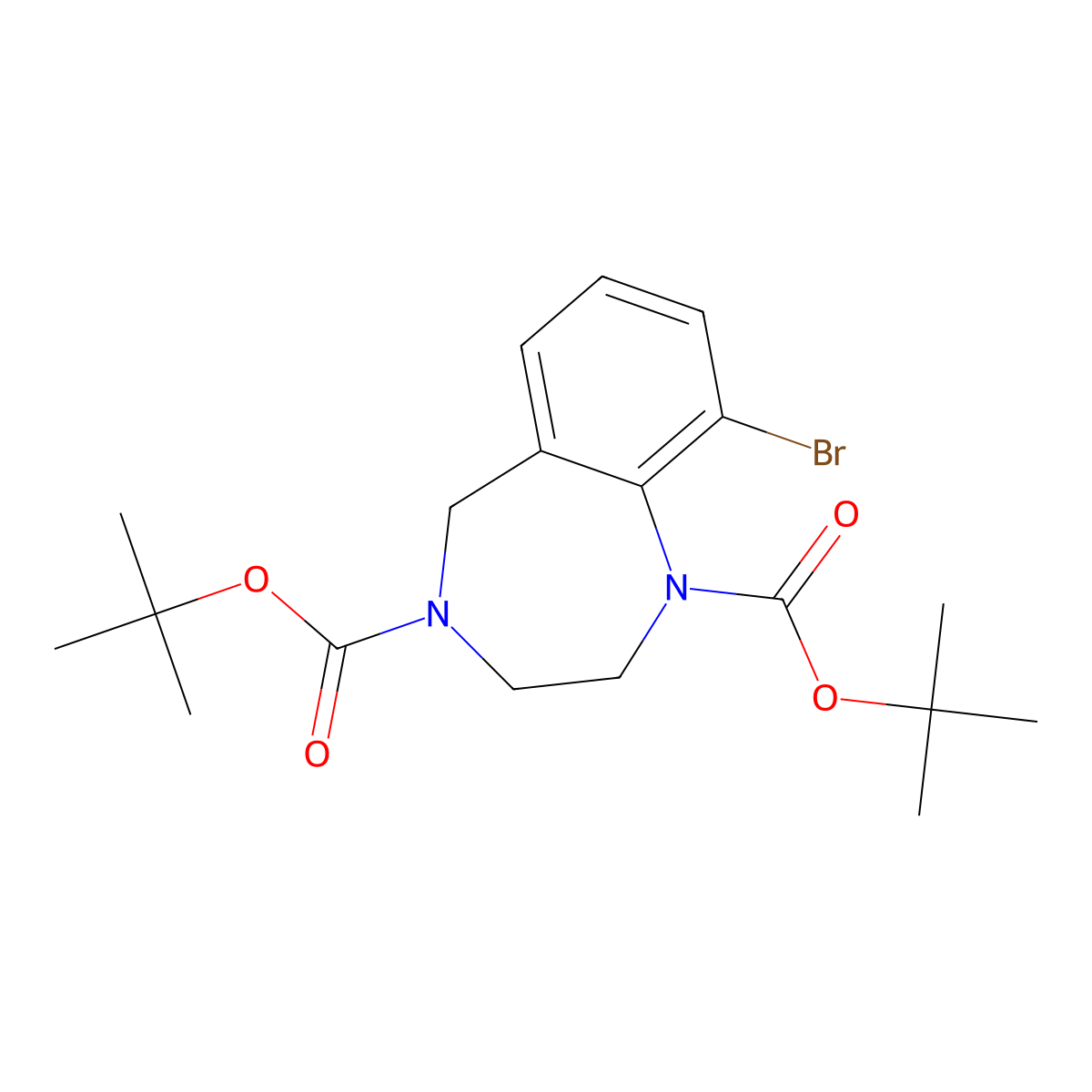 1,4-di-tert-butyl 9-bromo-2,3,4,5-tetrahydro-1H-1,4-benzodiazepine-1,4-dicarboxylate molecular structure, CAS 2680850-86-4