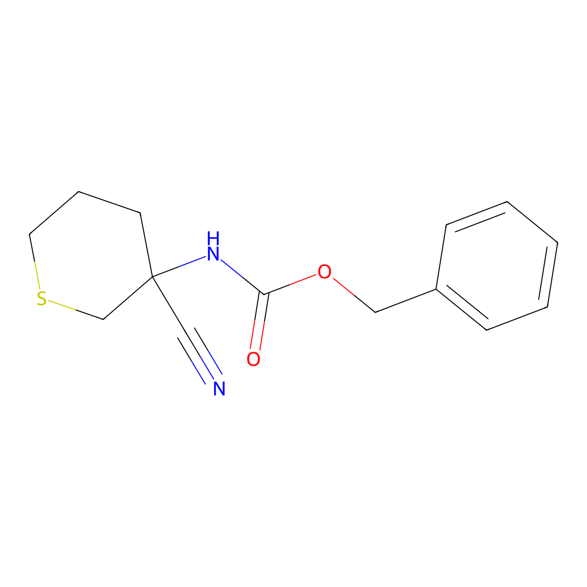 benzyl N-(3-cyanothian-3-yl)carbamate molecular structure, CAS 2680850-90-0