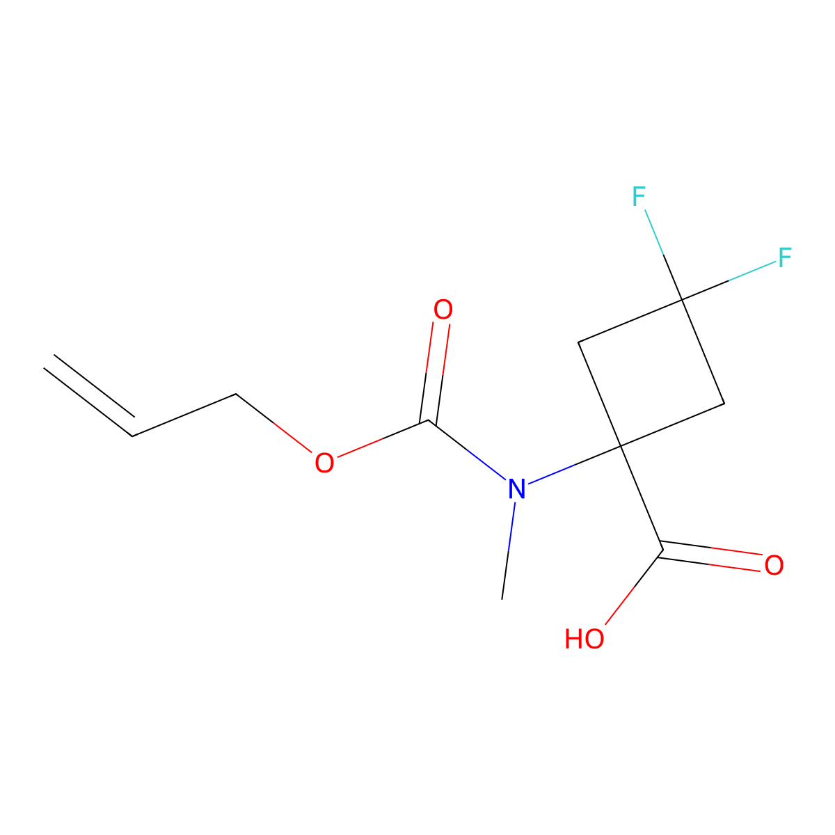3,3-Difluoro-1-{methyl[(prop-2-en-1-yloxy)carbonyl]amino}cyclobutane-1-carboxylic acid molecular structure, CAS 2680850-94-4