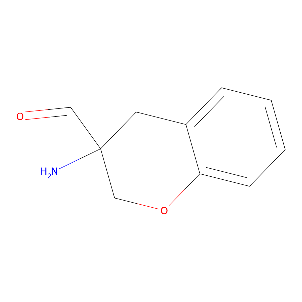 3-amino-3,4-dihydro-2H-1-benzopyran-3-carbaldehyde molecular structure, CAS 2680850-98-8