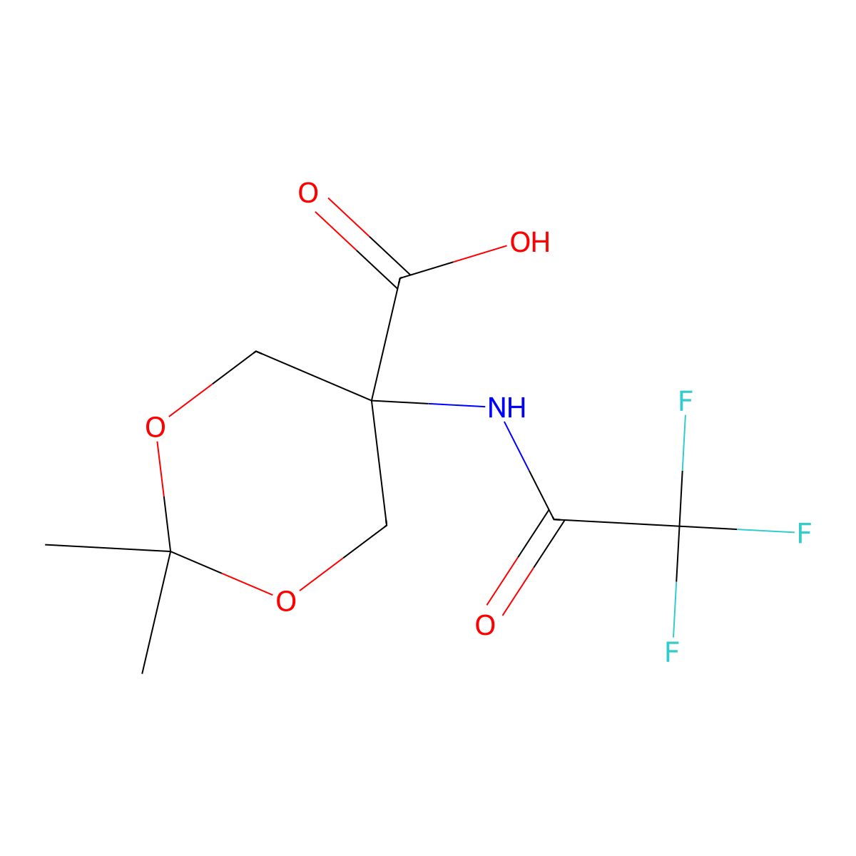 2,2-Dimethyl-5-(2,2,2-trifluoroacetamido)-1,3-dioxane-5-carboxylic acid molecular structure, CAS 2680851-01-6