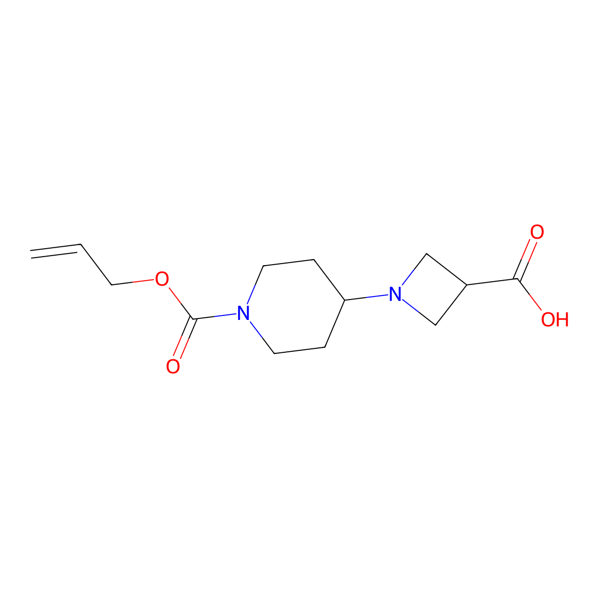 1-{1-[(Prop-2-en-1-yloxy)carbonyl]piperidin-4-yl}azetidine-3-carboxylic acid molecular structure, CAS 2680851-02-7